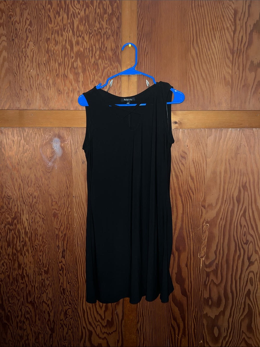 Relativity Black Midi Sleeveless A-Line Dress